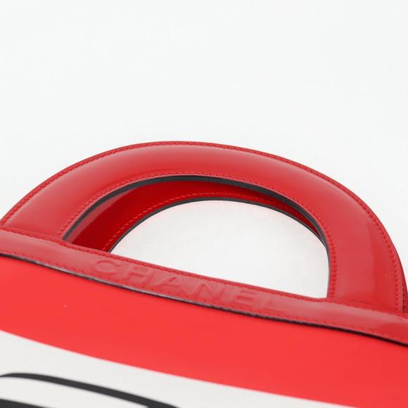 CHANEL Mademoiselle Choco Bar line Tote Bag Leather Red CC Auth 135950V - Picture 15 of 16